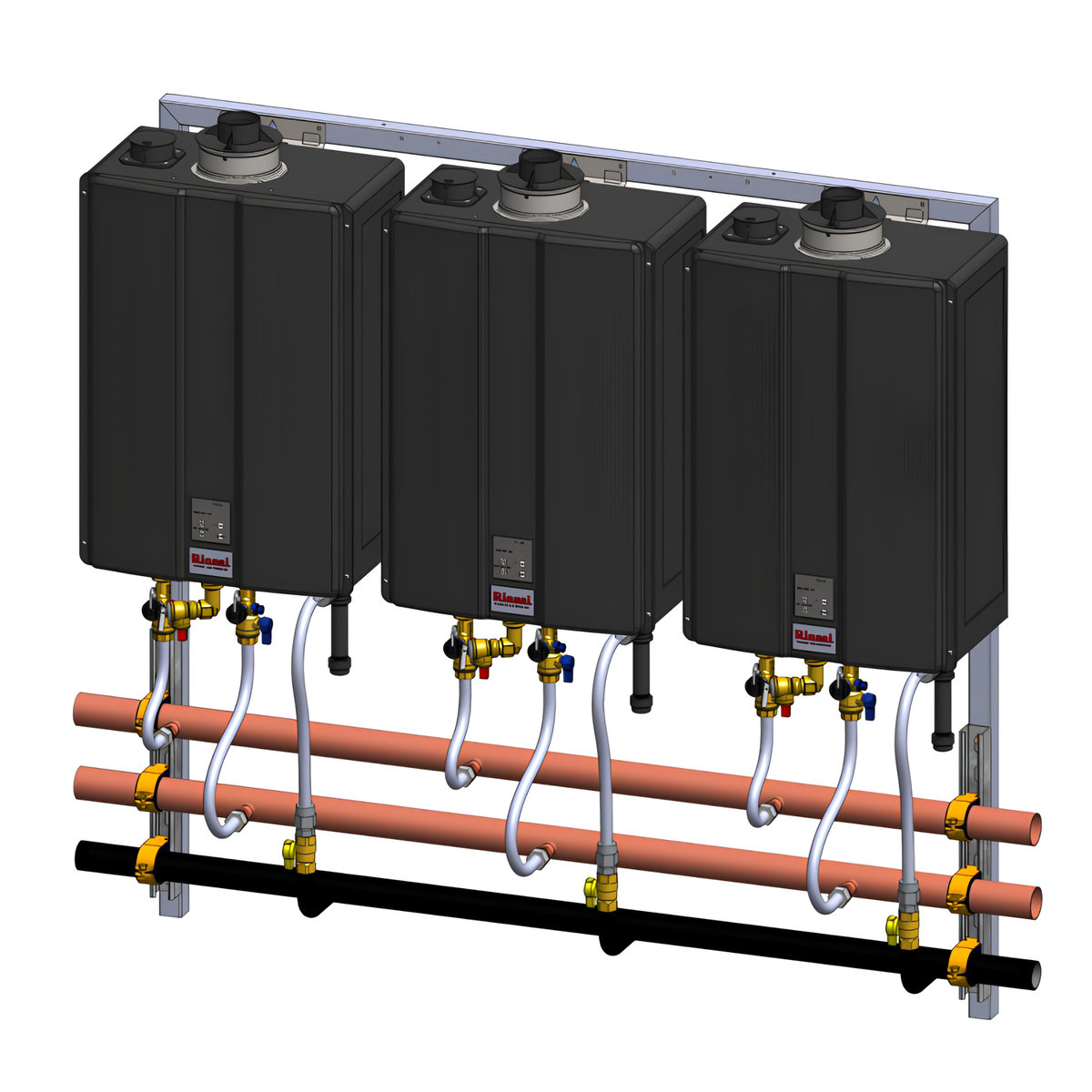 Rinnai CU Series Super High-Efficiency 3-Unit Interior Wall Hanging Rack (Propane)