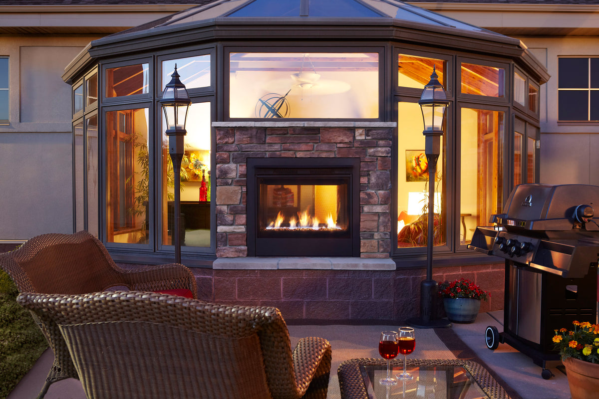 Majestic Twilight 36" Modern Indoor/Outdoor See-Through Gas Fireplace