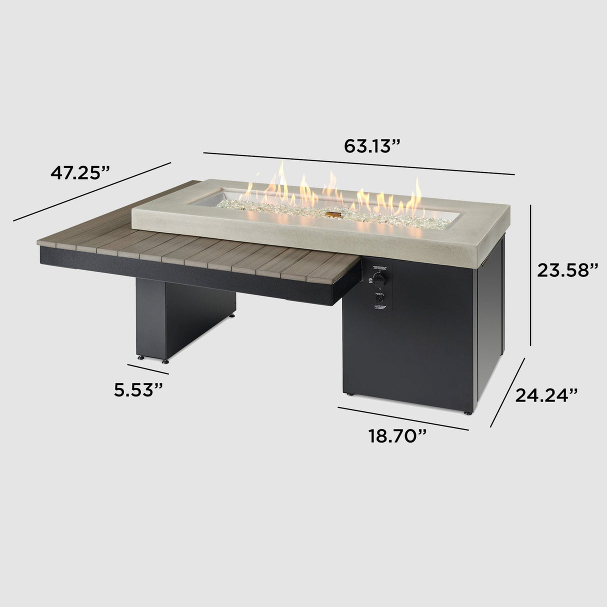 The Outdoor Greatroom Uptown Linear Gas Fire Table - UPT-1242-CGR