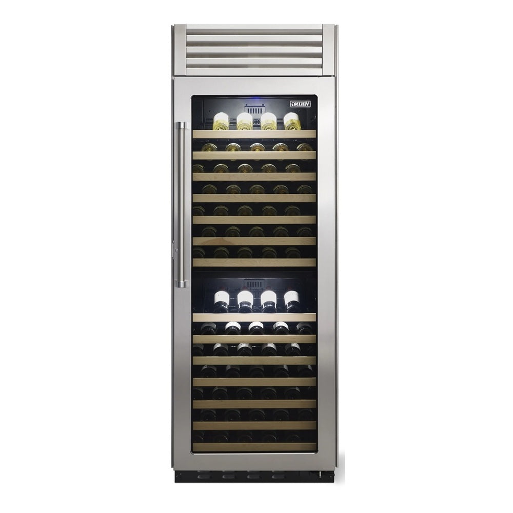 Viking 5 Series 30 inch Dual Zone Full-Height Wine Cellar with 150 Bottles Storage Capacity in Stainless Steel - VCWB530 *