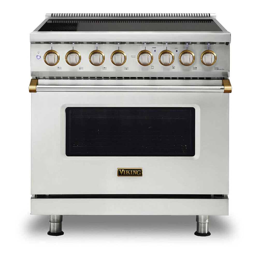Viking 5 Series 36 inch Induction Self-Clean Range with 6 Elements (Stainless Steel with Brass) - VIR53626BSSBB