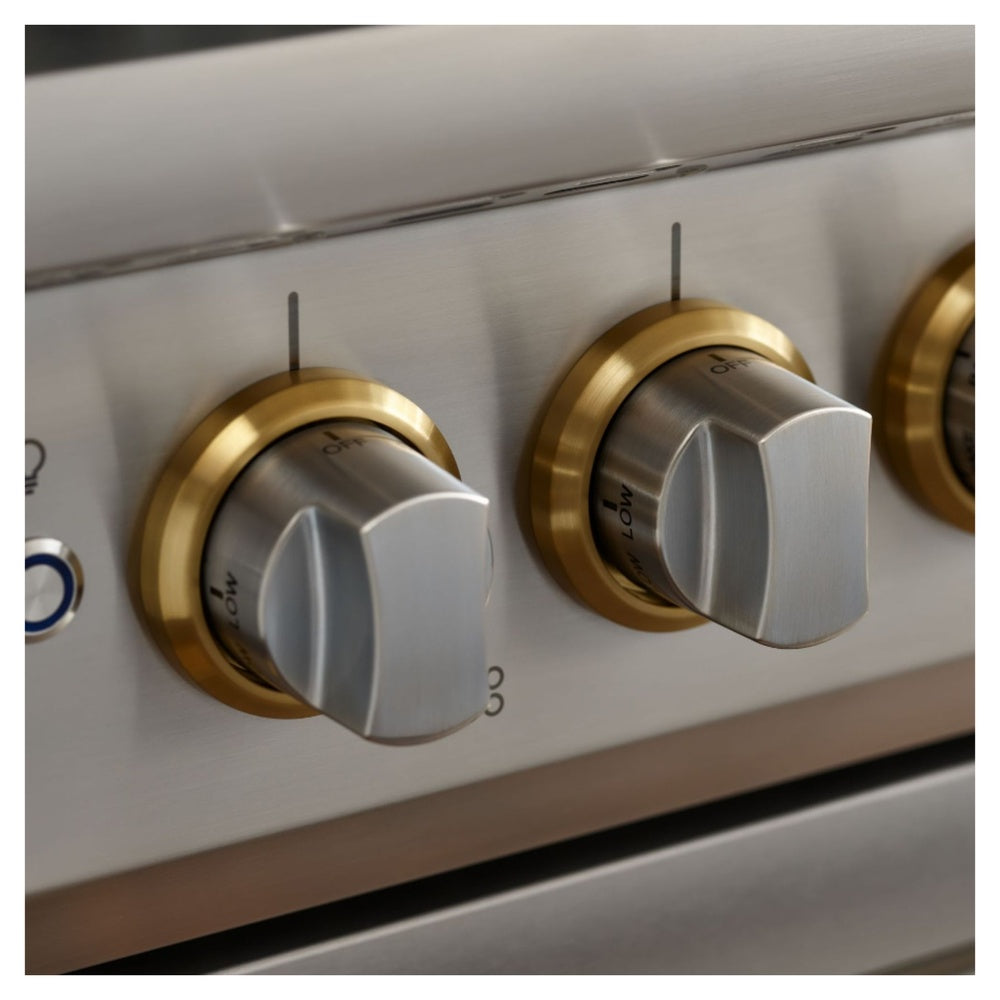 Viking 5 Series 36 inch Induction Self-Clean Range with 6 Elements (Stainless Steel with Brass) - VIR53626BSSBB