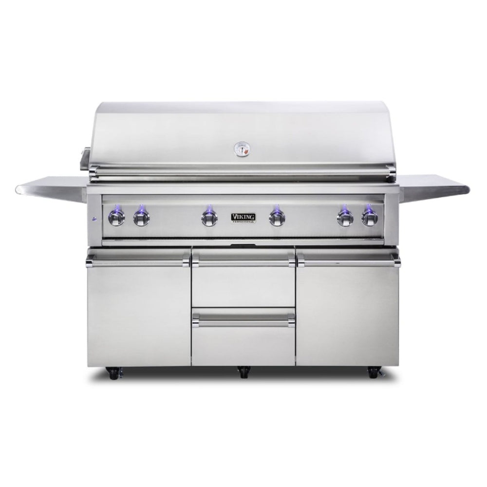Viking 5 Series 54 inch Freestanding Grill with ProSear Burner and Rotisserie in Stainless Steel - VQGFS5541NSS