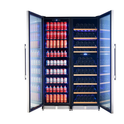 Avellina 48" Triple Zone Wine & Beverage Cooler – 31.8 cu.ft, 427 Cans & 94 Bottles, Blue LED Lighting