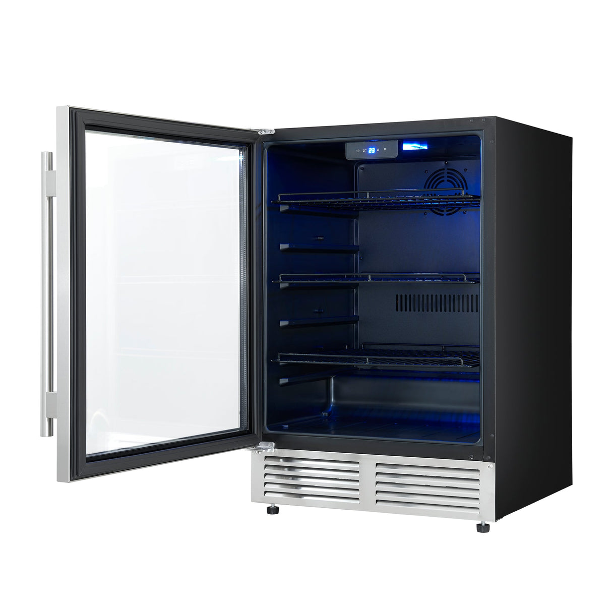 Forno Frescolino 24" Beverage Cooler – Stainless Steel, 188 Can Capacity, LED Lighting, Triple Glass Door, Built-In or Freestanding