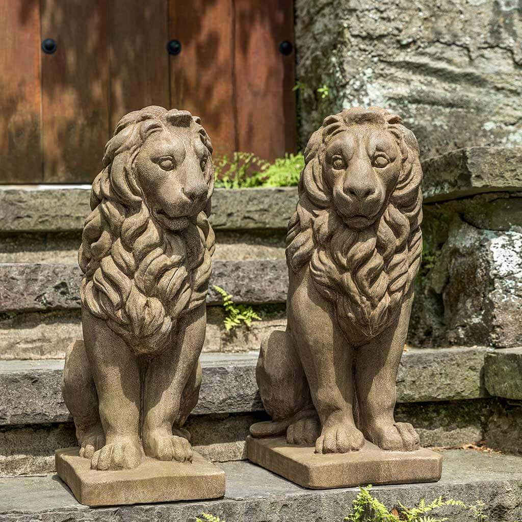 Campania Sentry Lion Garden Statue - A-651 SET