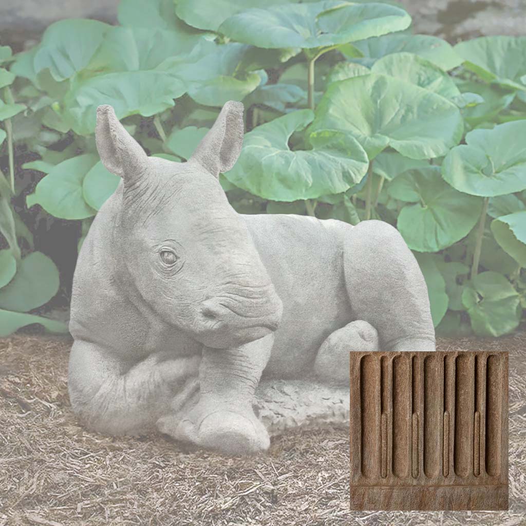 Campania White Rhinoceros Calf Garden Statue - A-680