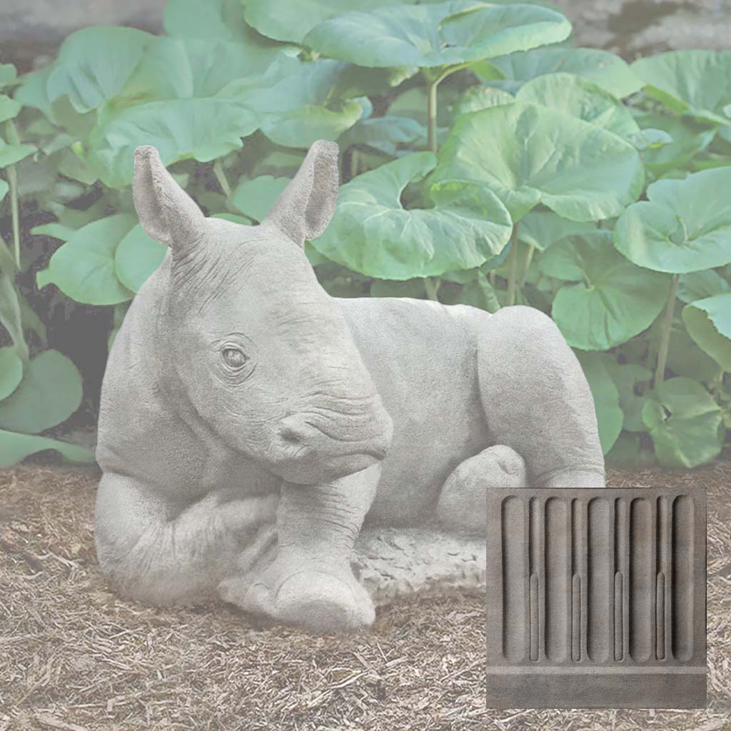 Campania White Rhinoceros Calf Garden Statue - A-680
