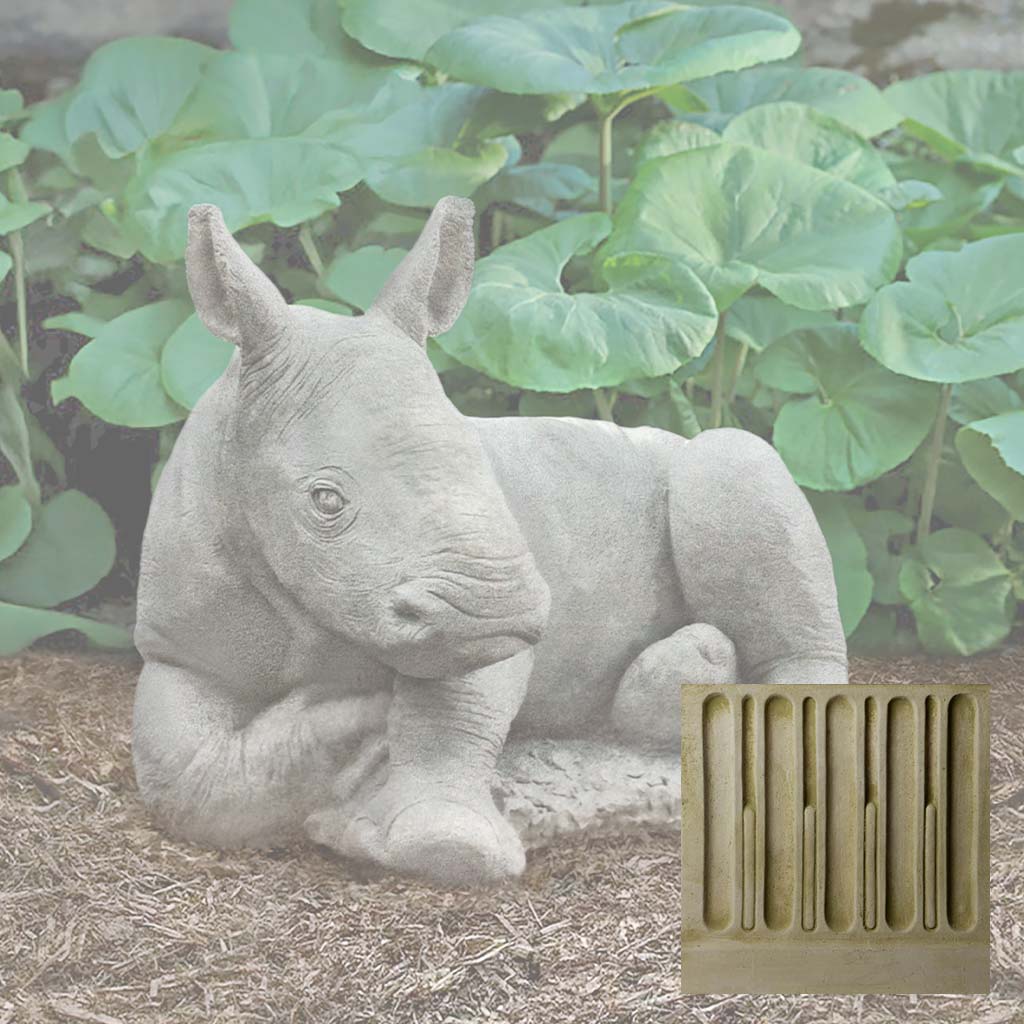 Campania White Rhinoceros Calf Garden Statue - A-680