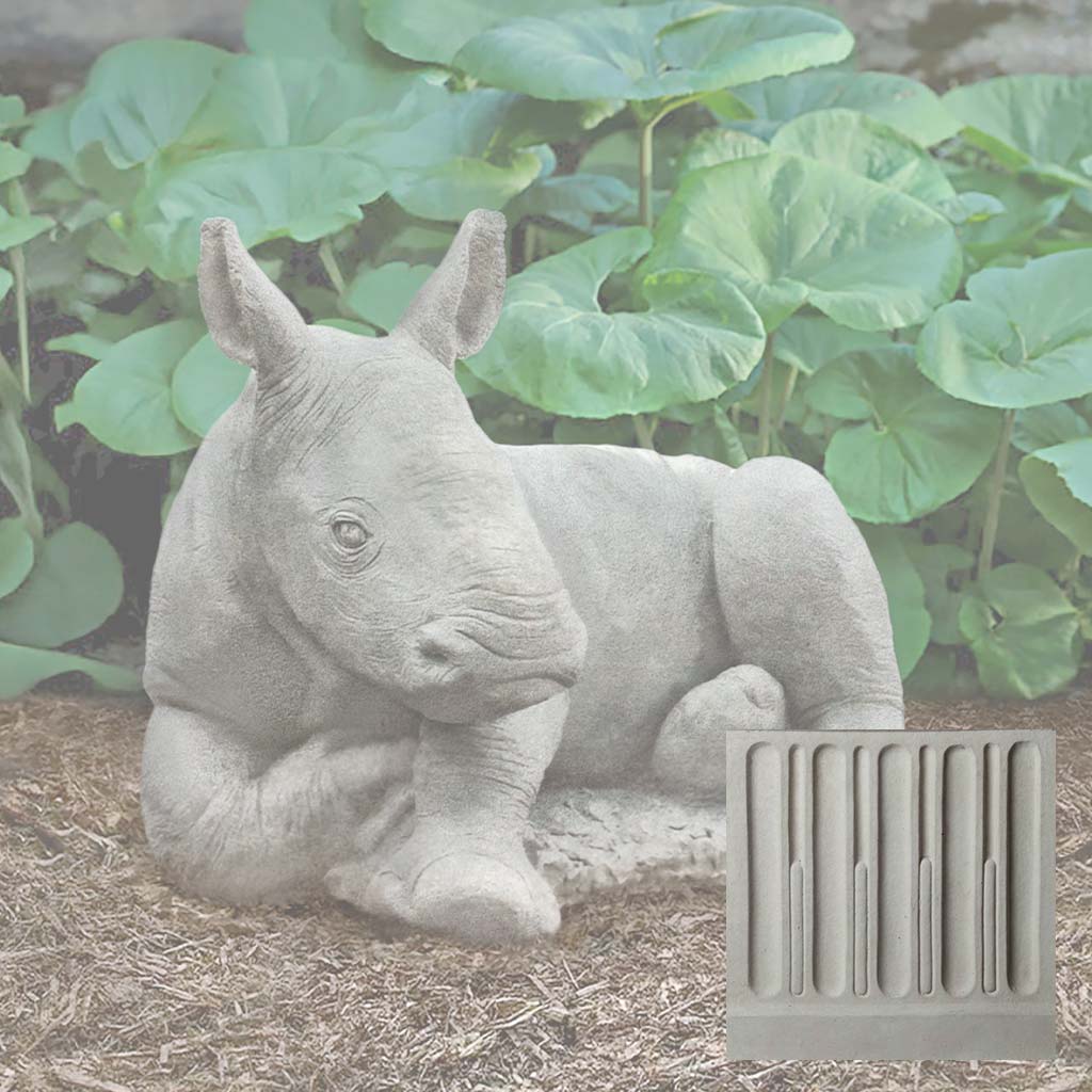 Campania White Rhinoceros Calf Garden Statue - A-680