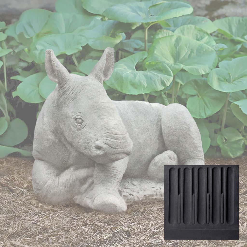 Campania White Rhinoceros Calf Garden Statue - A-680