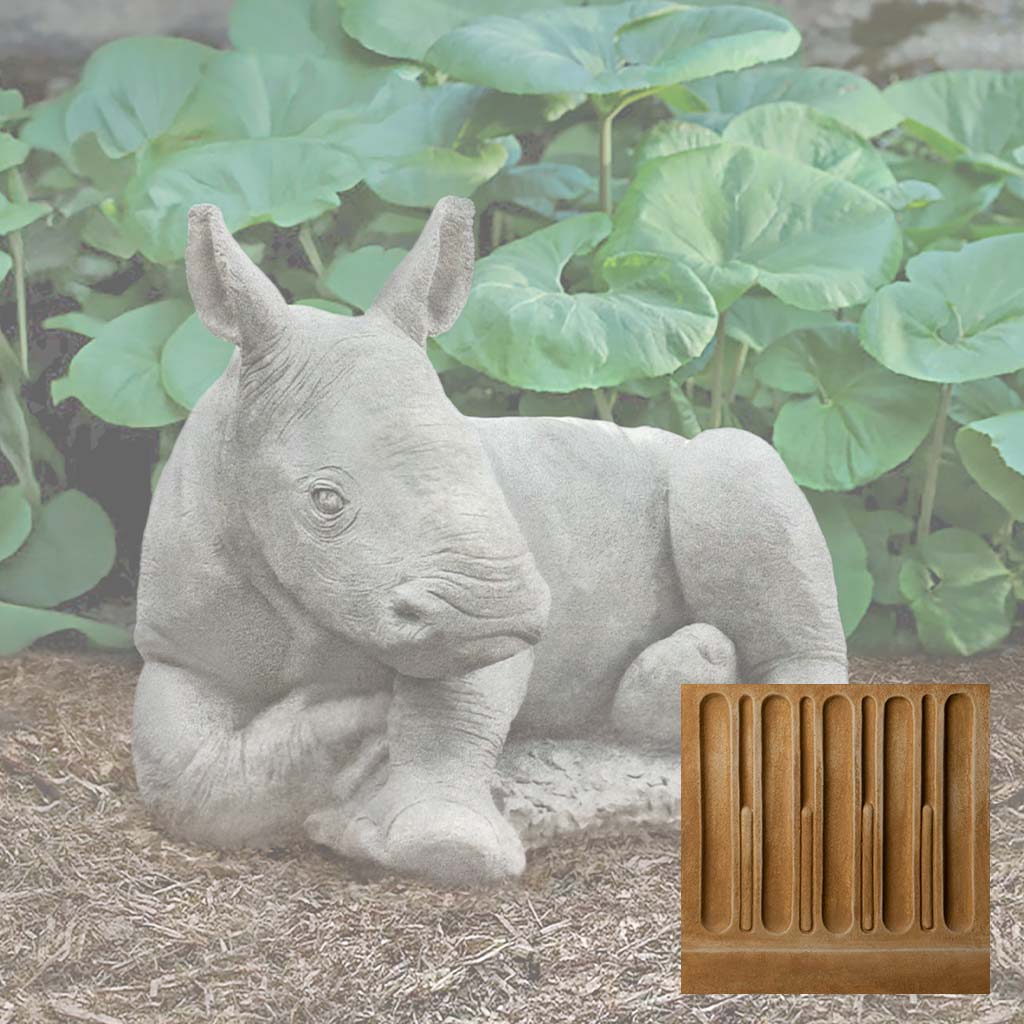 Campania White Rhinoceros Calf Garden Statue - A-680