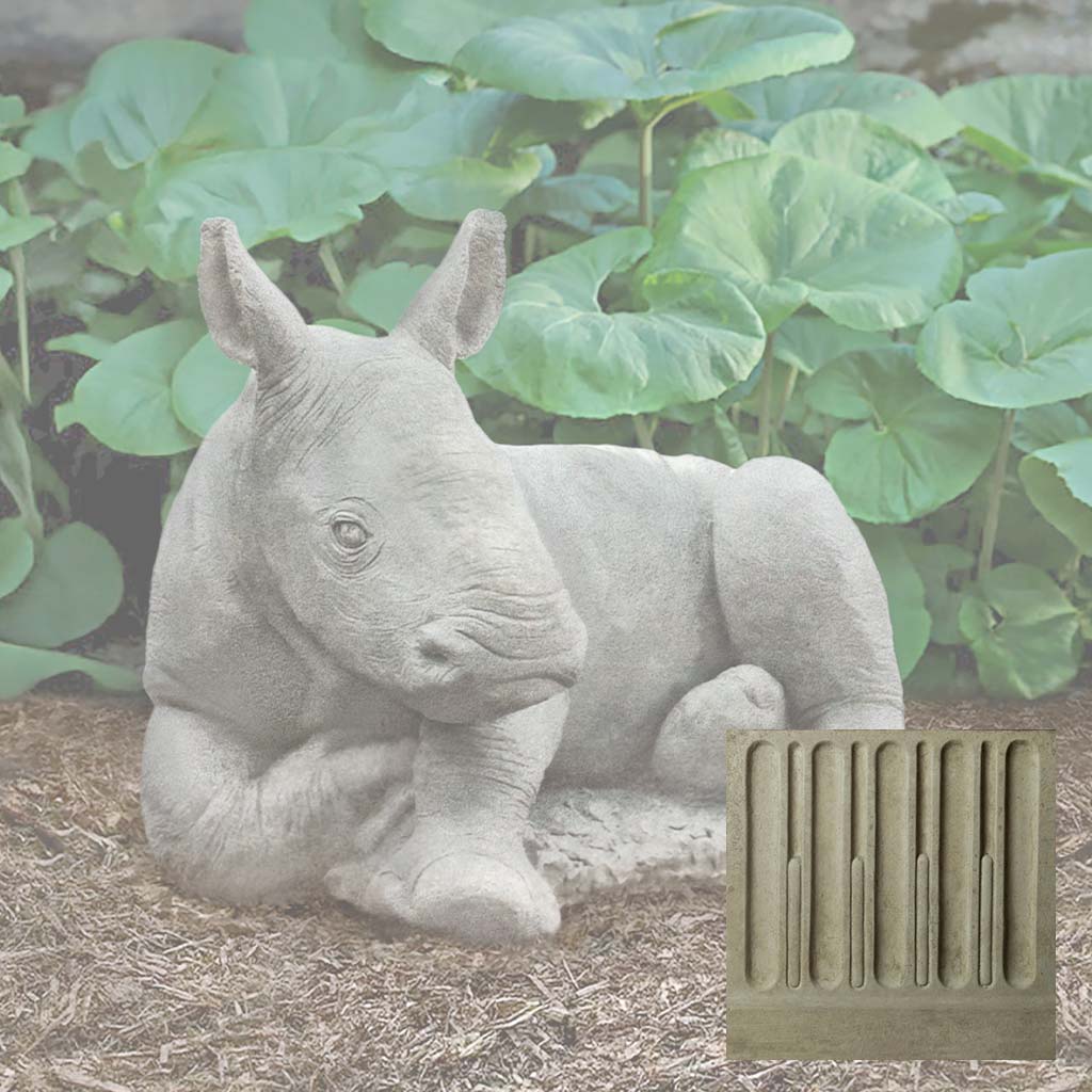 Campania White Rhinoceros Calf Garden Statue - A-680