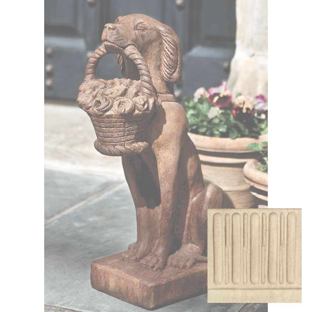 Campania Vintage Dog with Basket Garden Statue - A-060