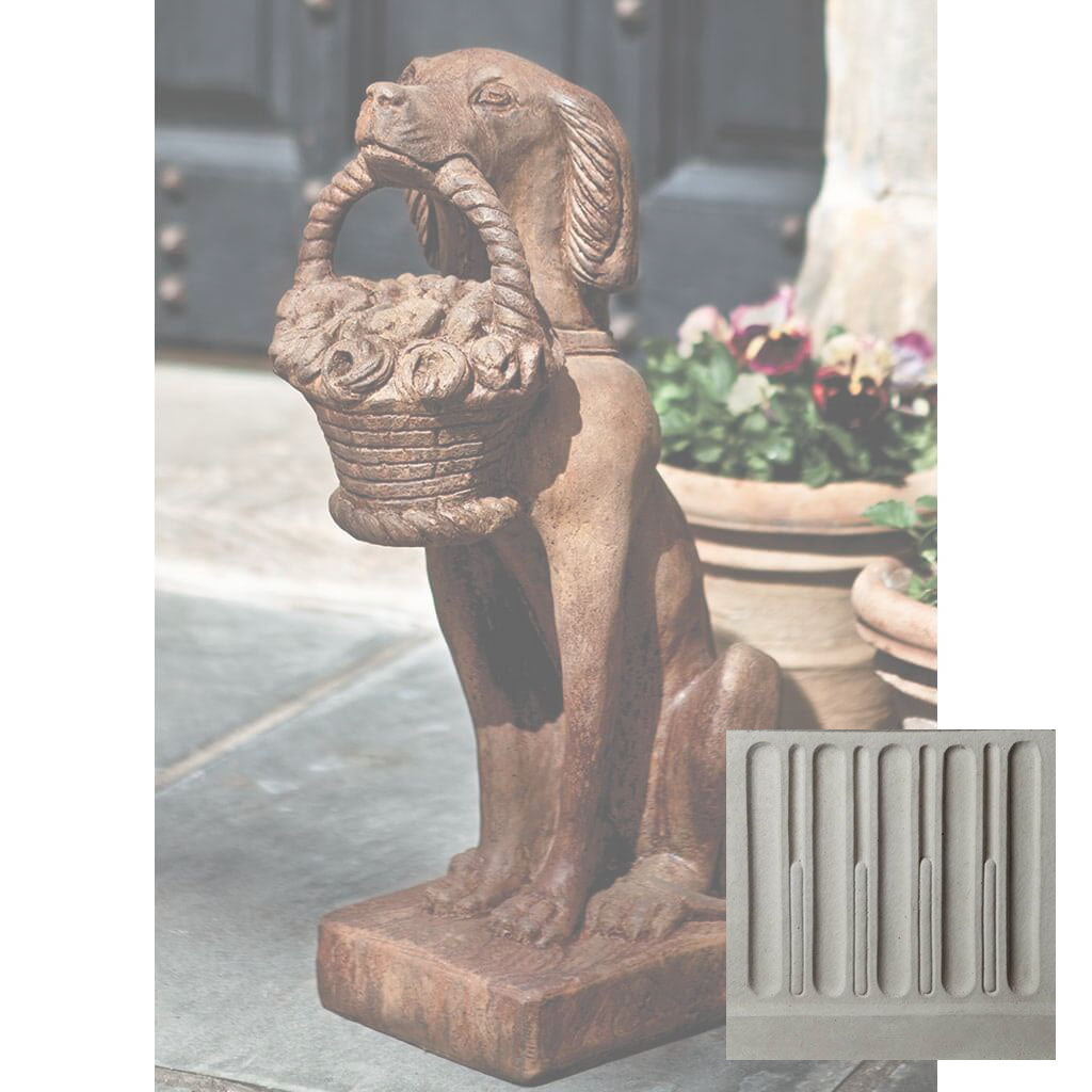 Campania Vintage Dog with Basket Garden Statue - A-060