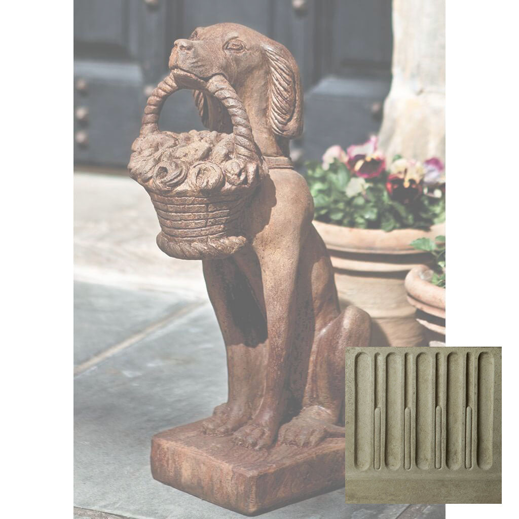 Campania Vintage Dog with Basket Garden Statue - A-060
