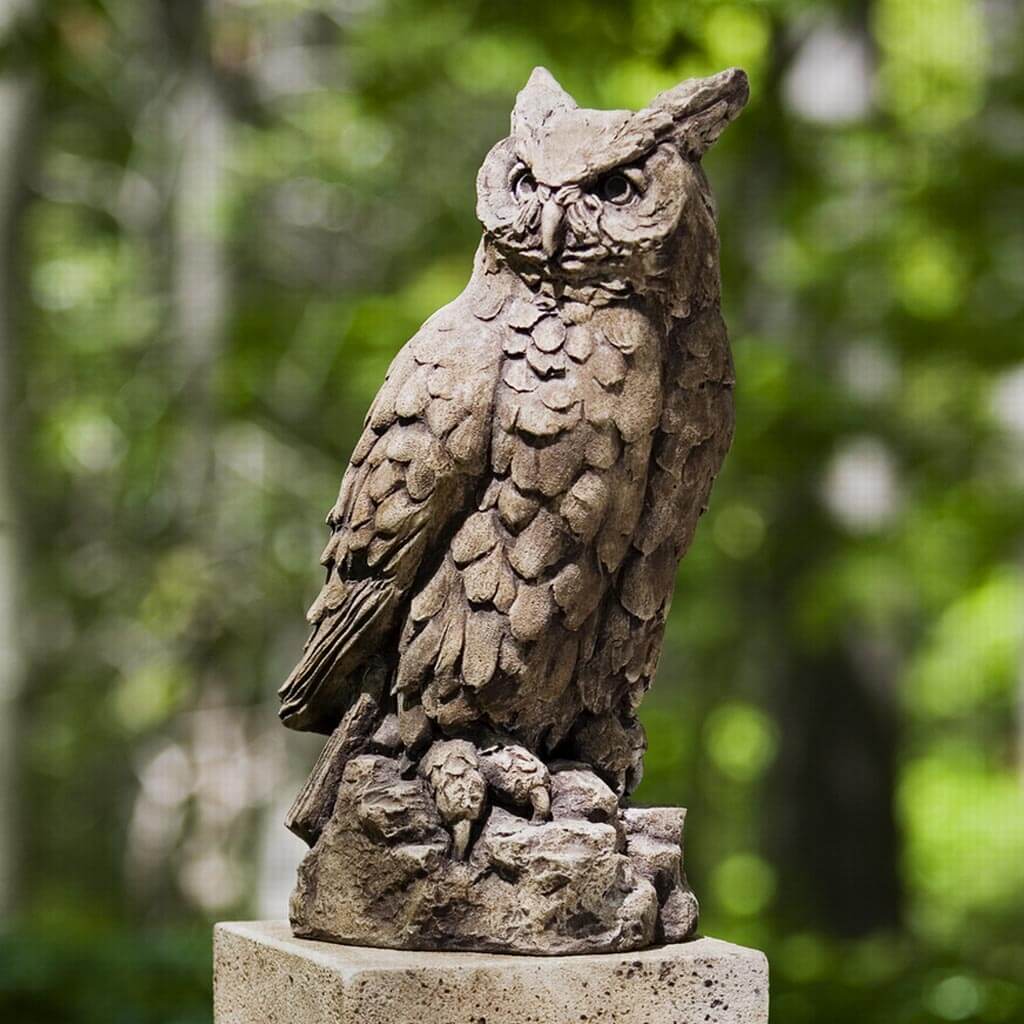 Campania Large Horned Owl Garden Statue - A-337