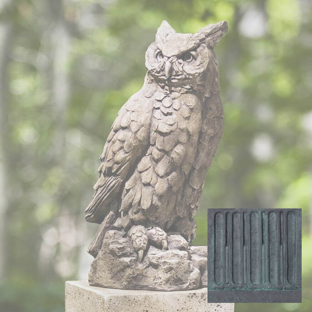 Campania Large Horned Owl Garden Statue - A-337