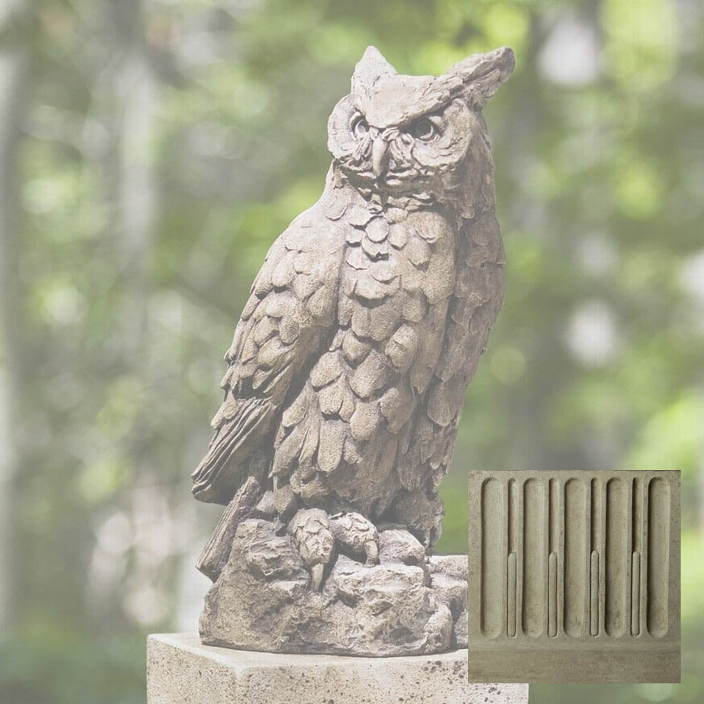 Campania Large Horned Owl Garden Statue - A-337