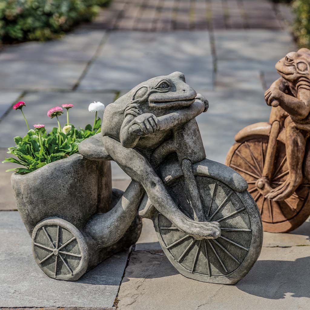 Campania Tricycle Frog Planter Garden Statue - A-588