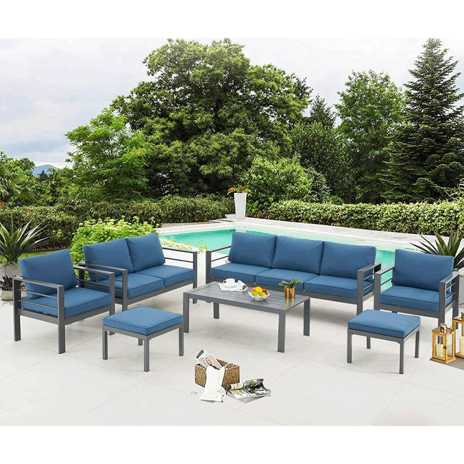 Aluminum Outdoor Furniture Patio Set W/ Cushions, 7PCS