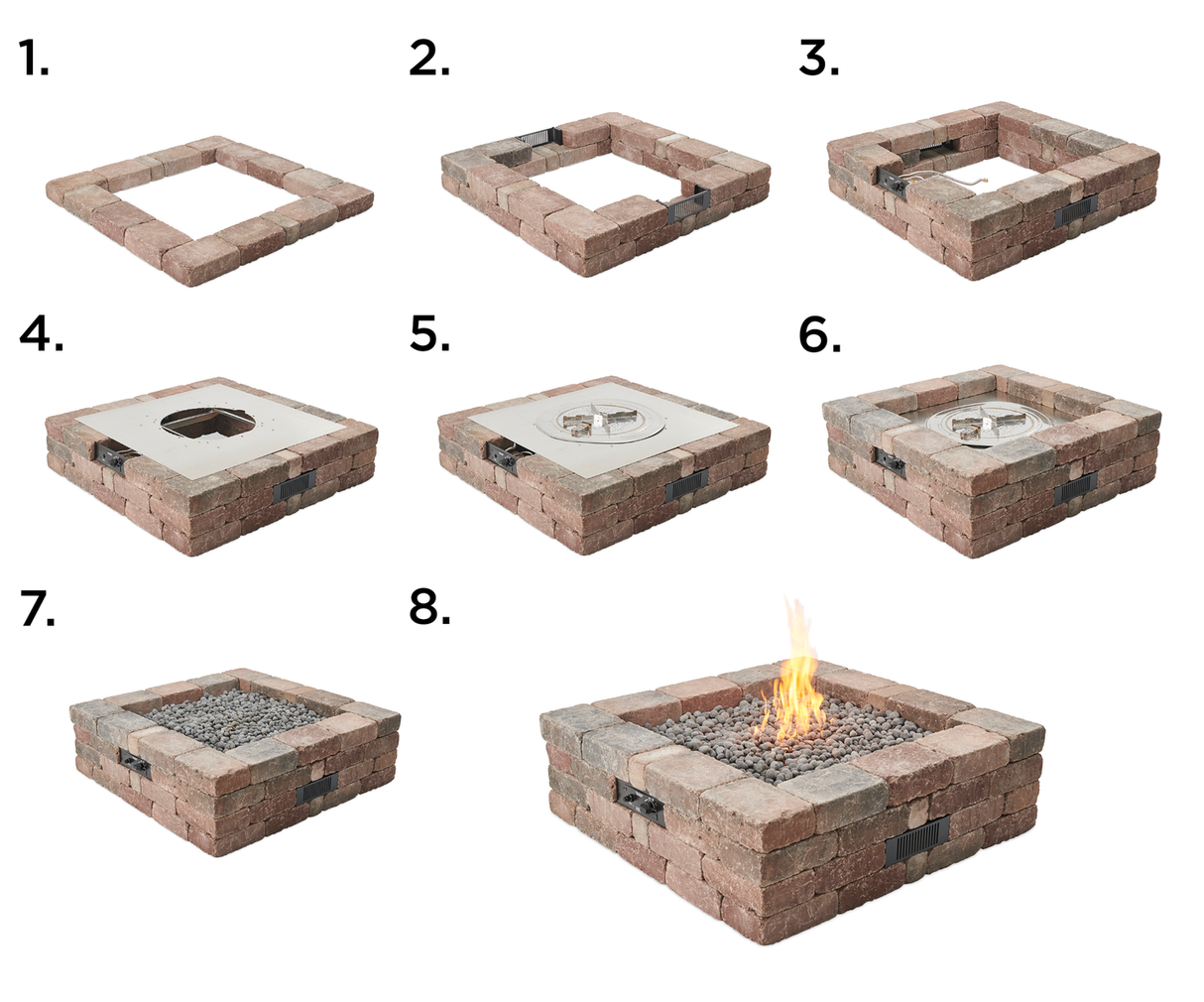 The Outdoor Greatroom Bronson Block Square Gas Fire Pit Kit - BRON5151-K