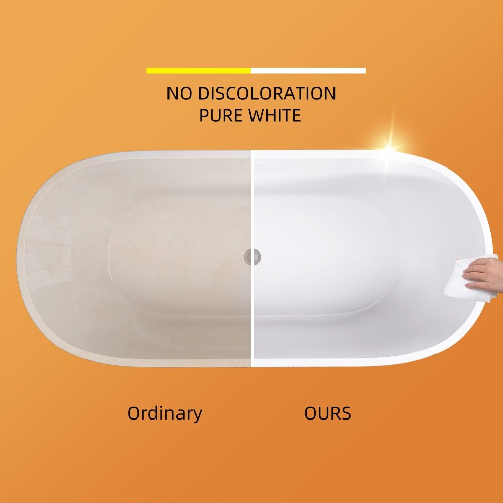 Classic 55 Inch Oval Acrylic Freestanding Soaking Tub With Overflow and Anti-Clog, Black (93741520)