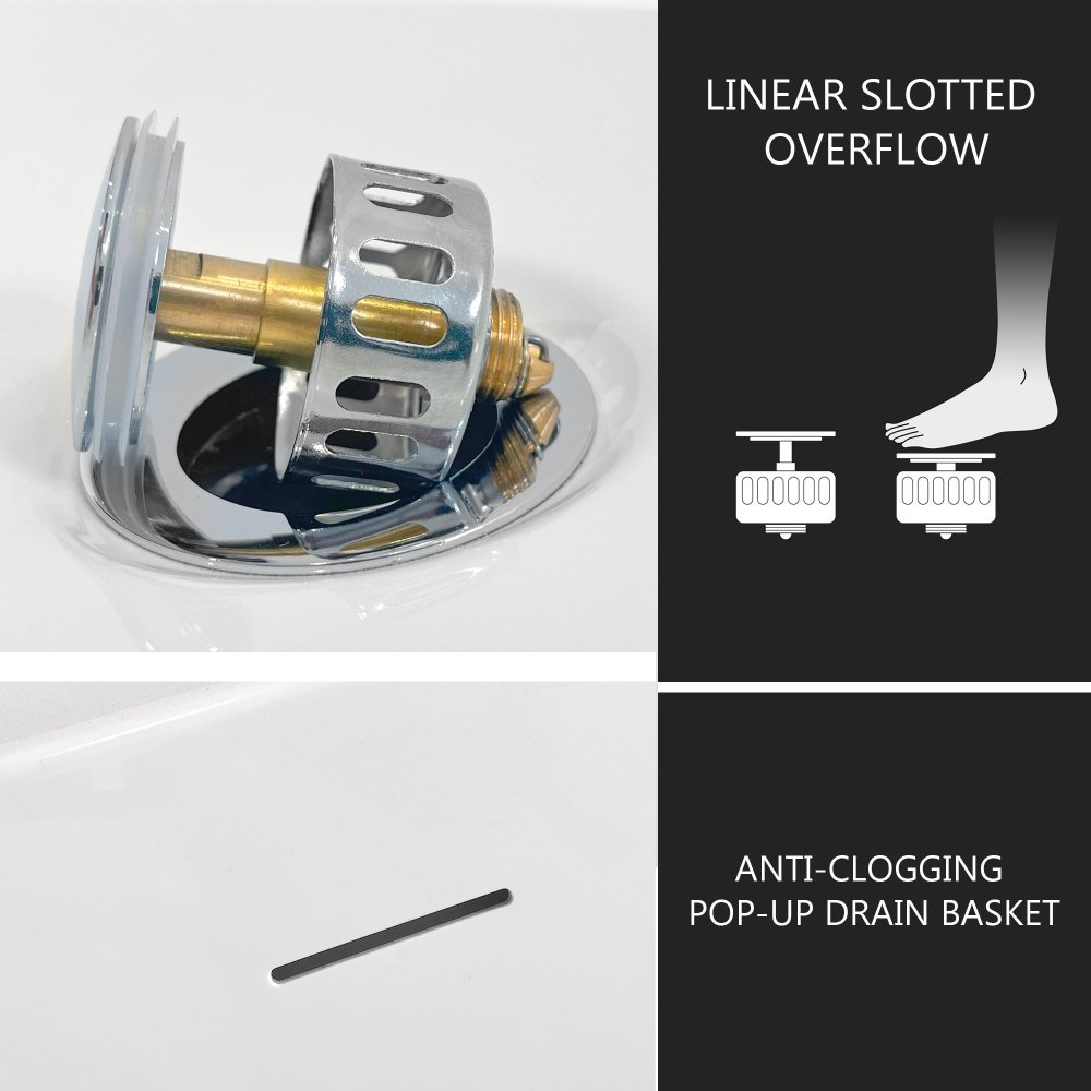 Classic 55 Inch Oval Acrylic Freestanding Soaking Tub With Overflow and Anti-Clog, Black (93741520)