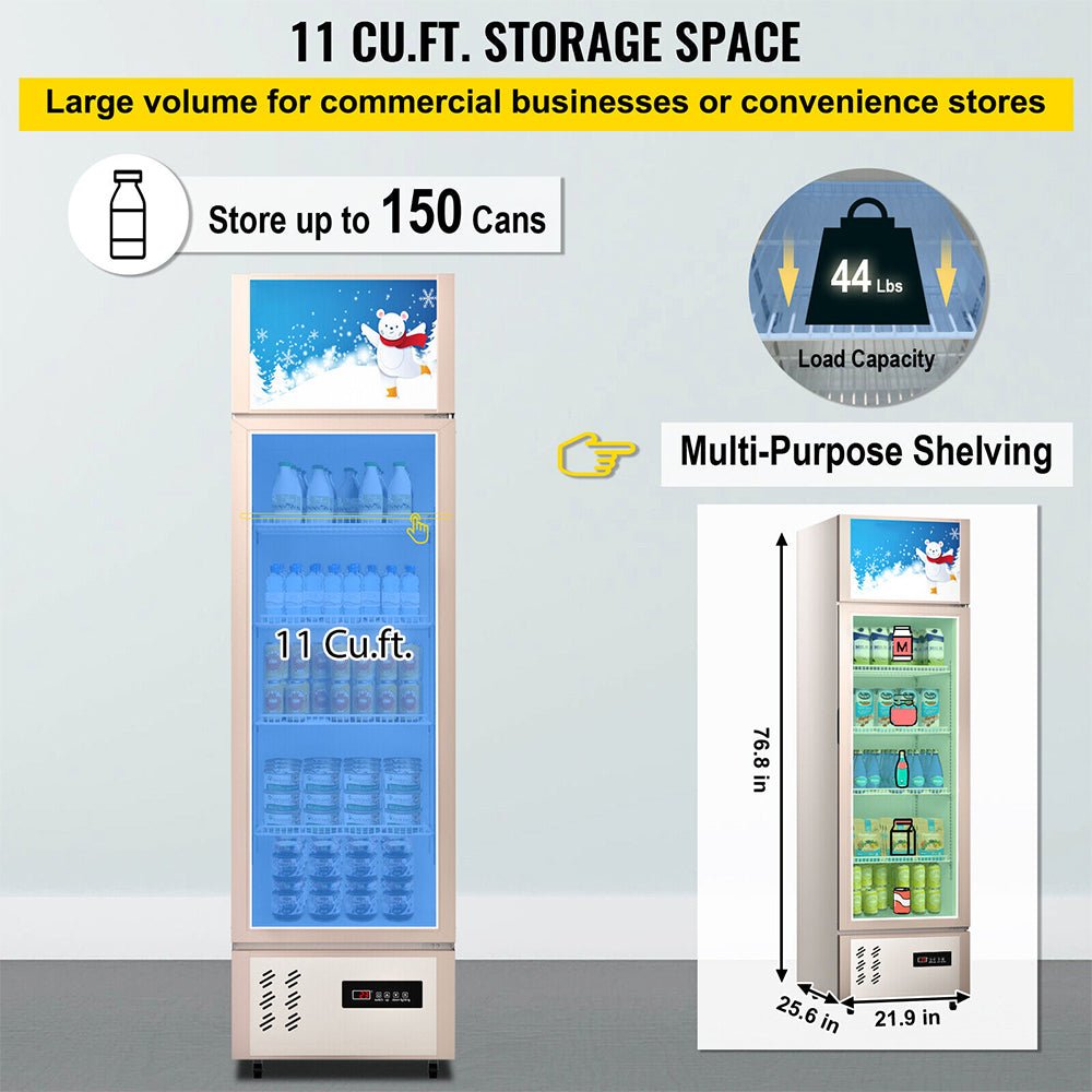 Commercial 11 Cu.Ft Merchandiser Refrigerator Beverage Cooler Fridge, 76.8'' (93625140)