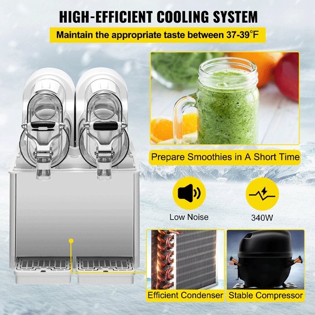 Commercial Double Frozen Daiquiri Slushy Drink Maker Machine, 6L