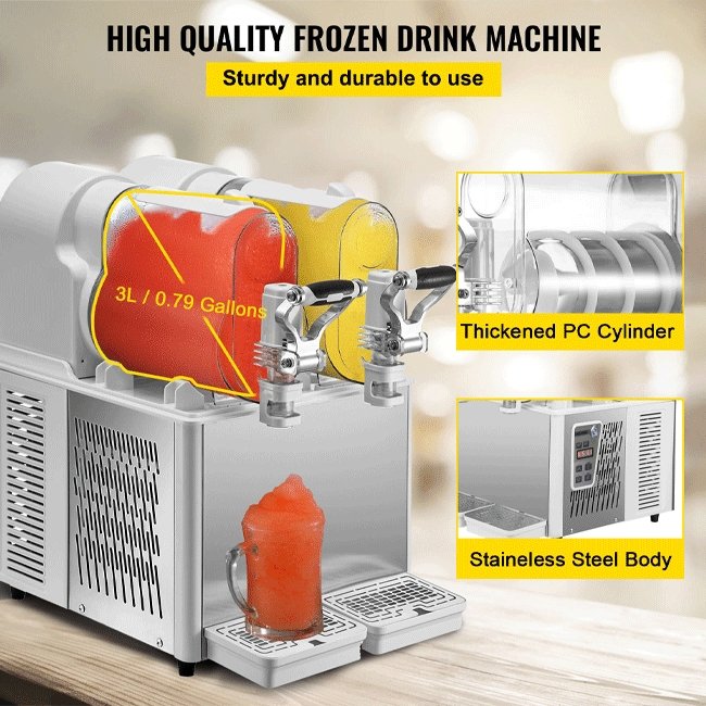Commercial Double Frozen Daiquiri Slushy Drink Maker Machine, 6L