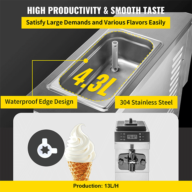 Commercial Single Flavor Soft Serve Ice Cream Machine Maker, 13L/H (94784035)