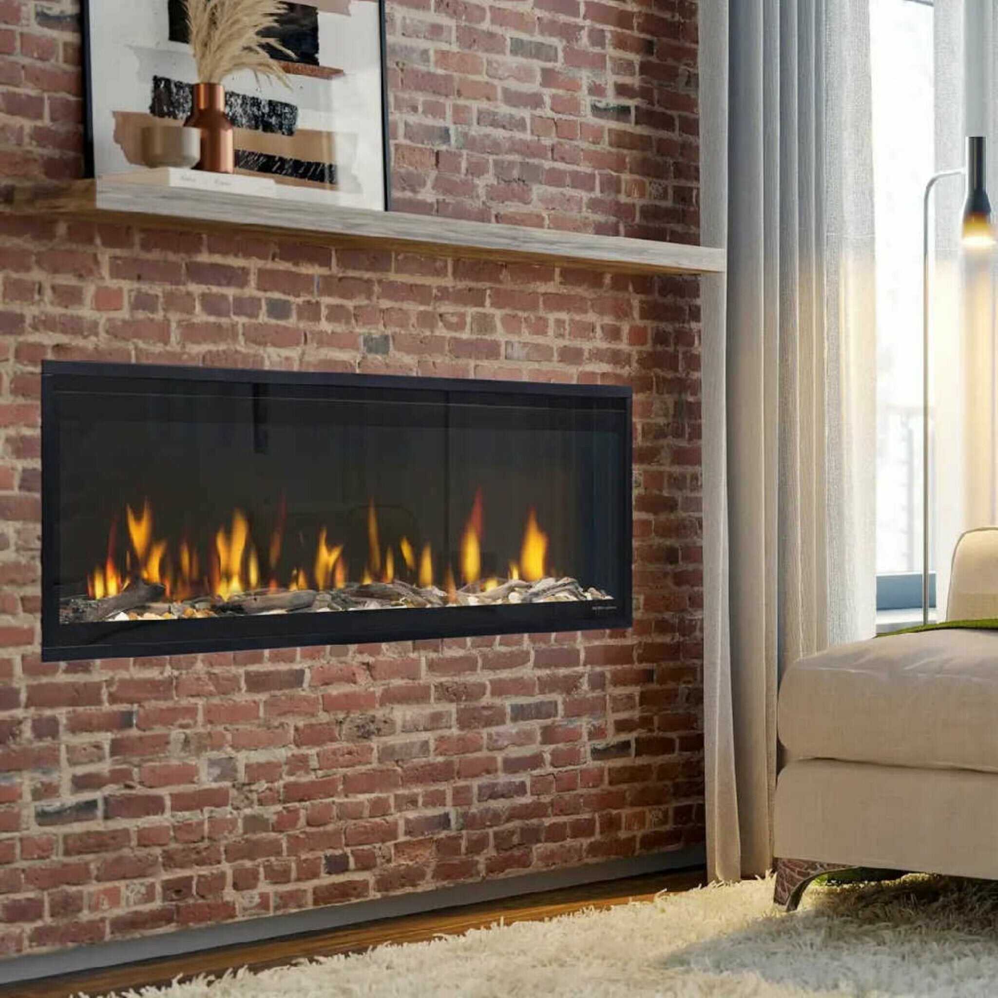 Dimplex Ignite Evolve Built-In Frosted Tumbled Glass Linear Electric Fireplace With Heat Boost System & Trim Kit