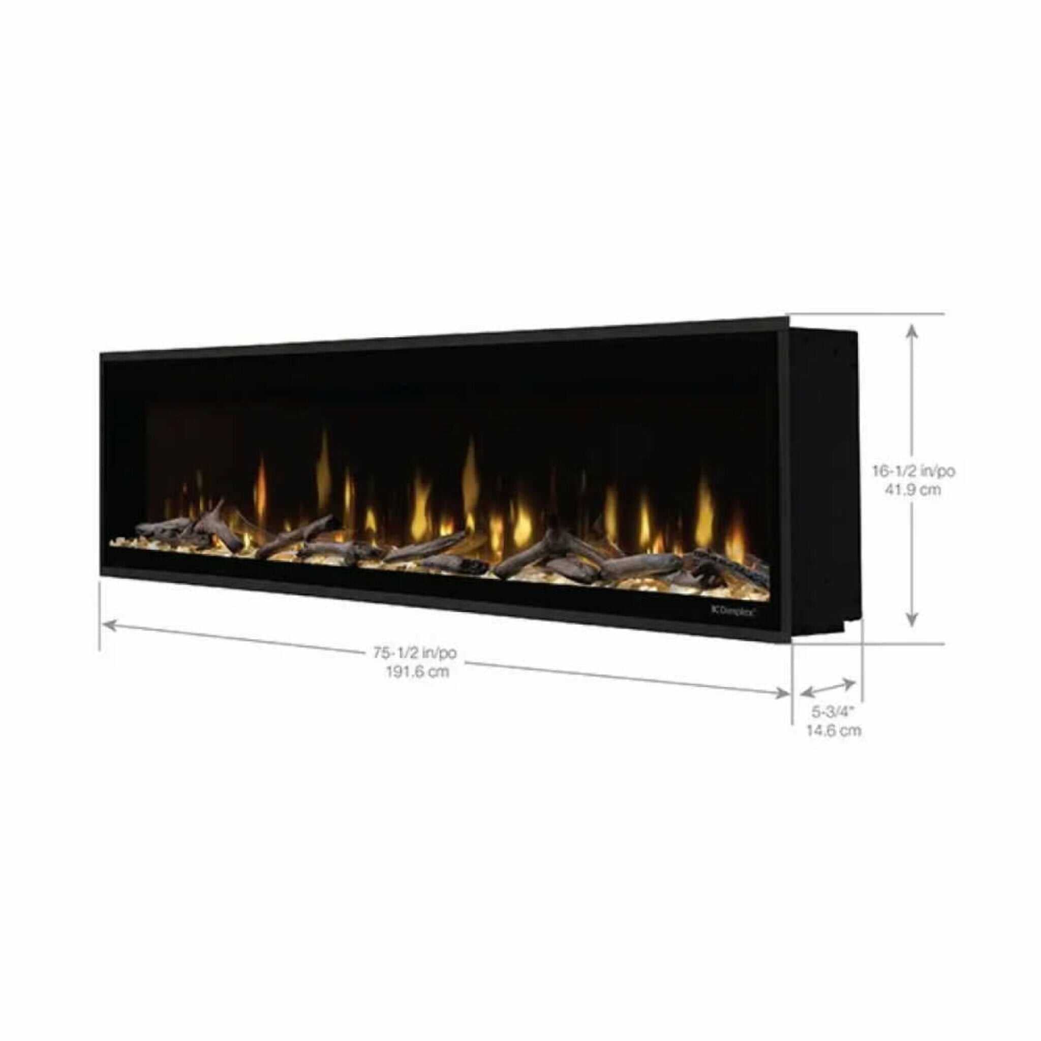Dimplex Ignite Evolve Built-In Frosted Tumbled Glass Linear Electric Fireplace With Heat Boost System & Trim Kit