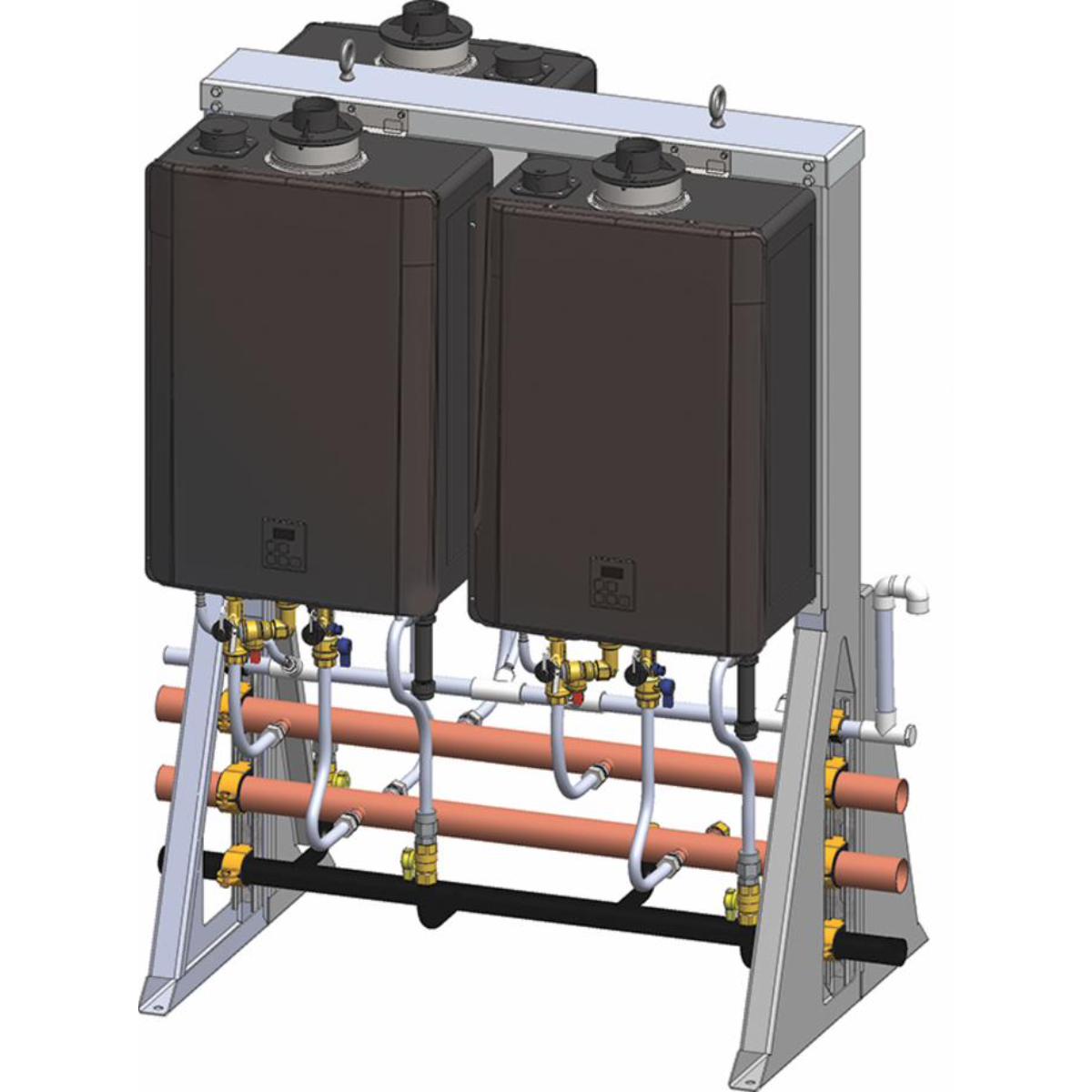 Rinnai Interior 3-Unit Free Standing Rack – Natural Gas | Commercial Hot Water System