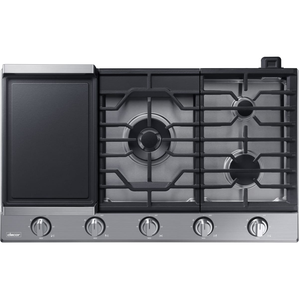Dacor 36-Inch Transitional Gas Cooktop, Silver Stainless, NG/LP - DTG36P875NS