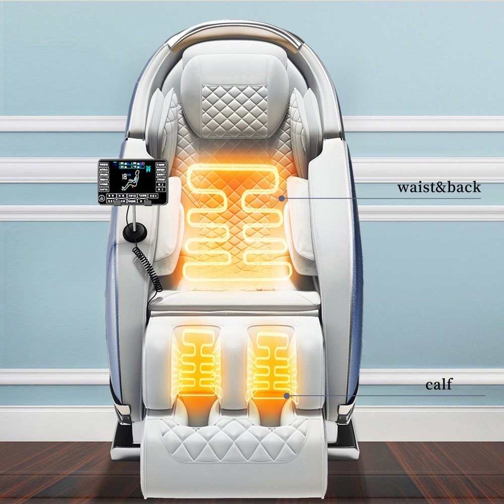 Luxury Electric Leather Heated Back Calf Massage Chair With 3D AI Voice And Shoulder Positioning