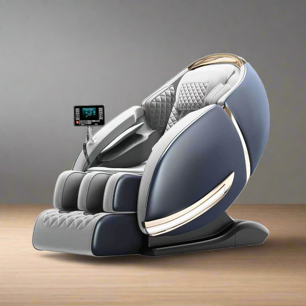 Luxury Electric Leather Heated Back Calf Massage Chair With 3D AI Voice And Shoulder Positioning