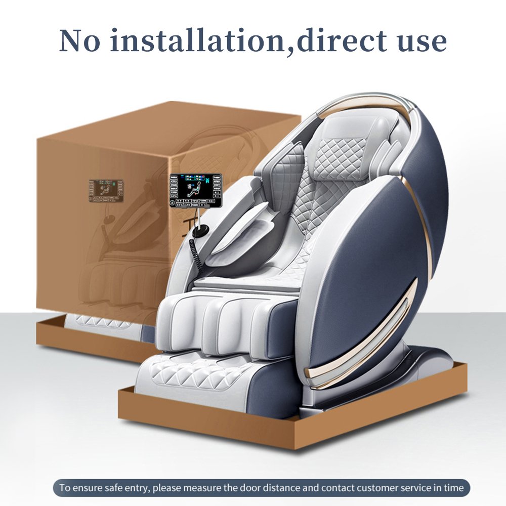 Luxury Electric Leather Heated Back Calf Massage Chair With 3D AI Voice And Shoulder Positioning