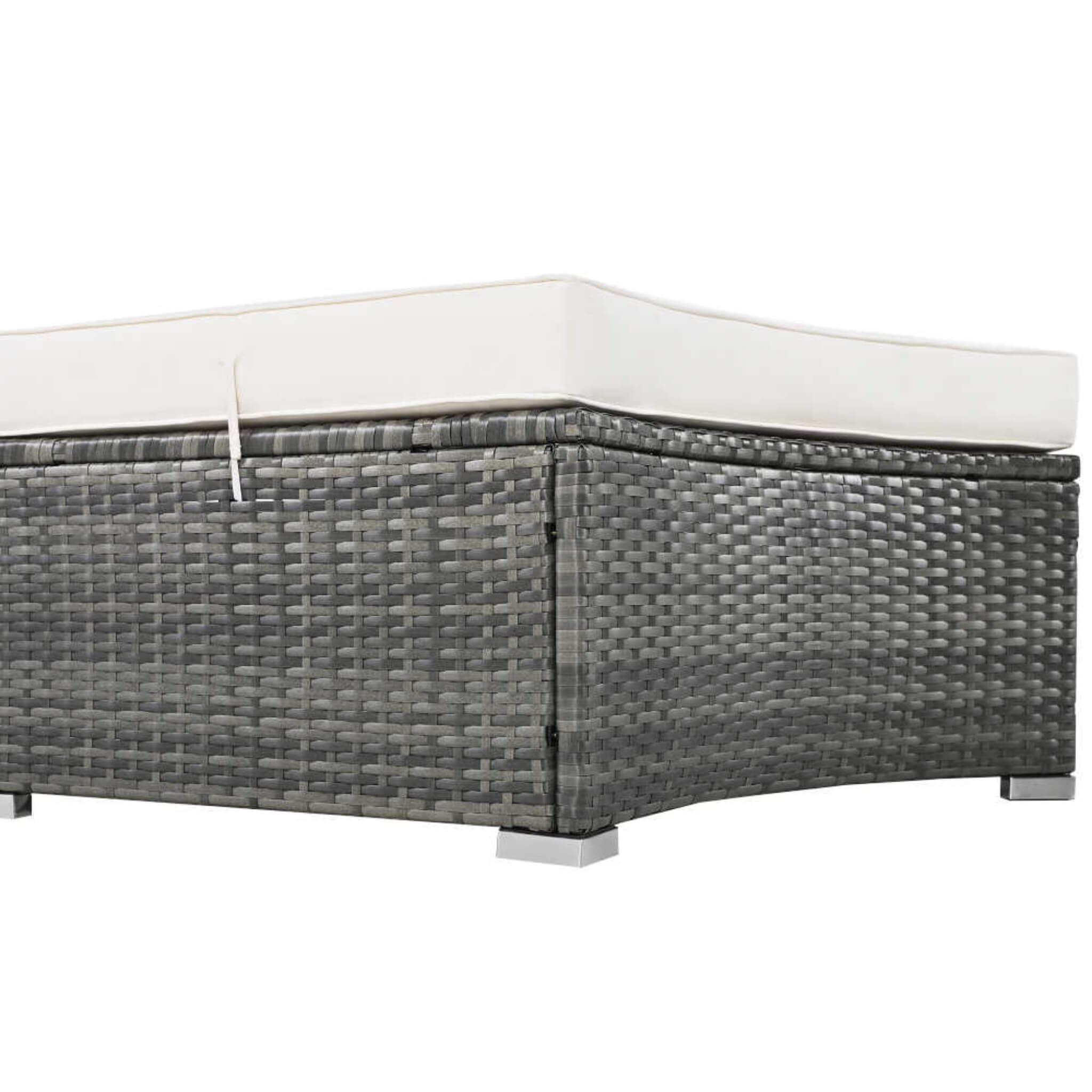 Elegant Beige Circular Rattan Patio Sofa Set With Tempered Glass Coffee Table And 6 Pillows