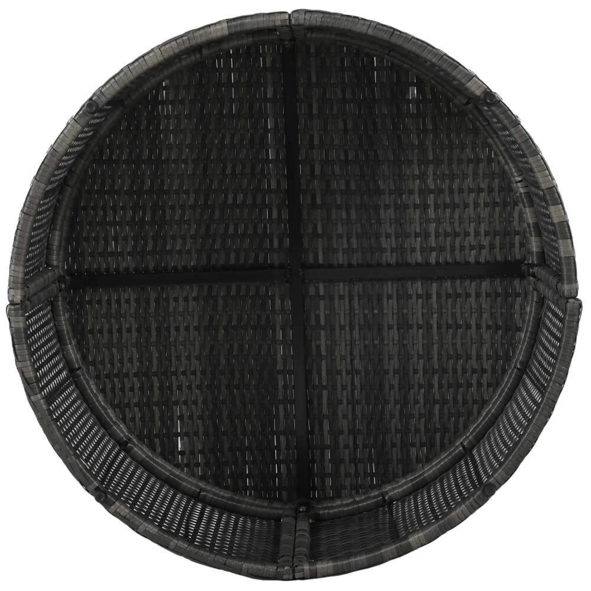 Elegant Beige Circular Rattan Patio Sofa Set With Tempered Glass Coffee Table And 6 Pillows