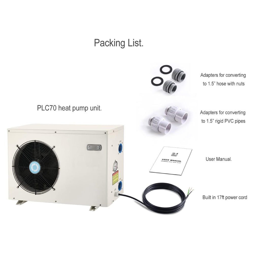 Energy-Saving Electric Swimming Pool Heat Pump For Above And Inground Pools, 6000 Gallons