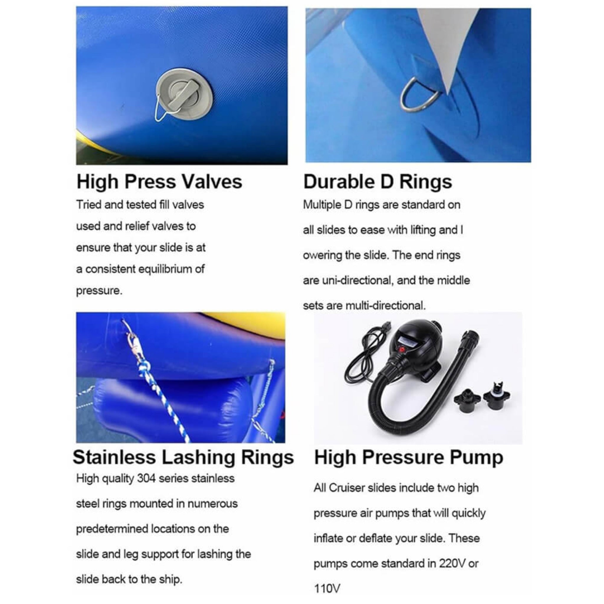 Extra Large Inflatable Private Dock Swimming Pool Yacht Water Slide With Safety Net And Electric Air Pump