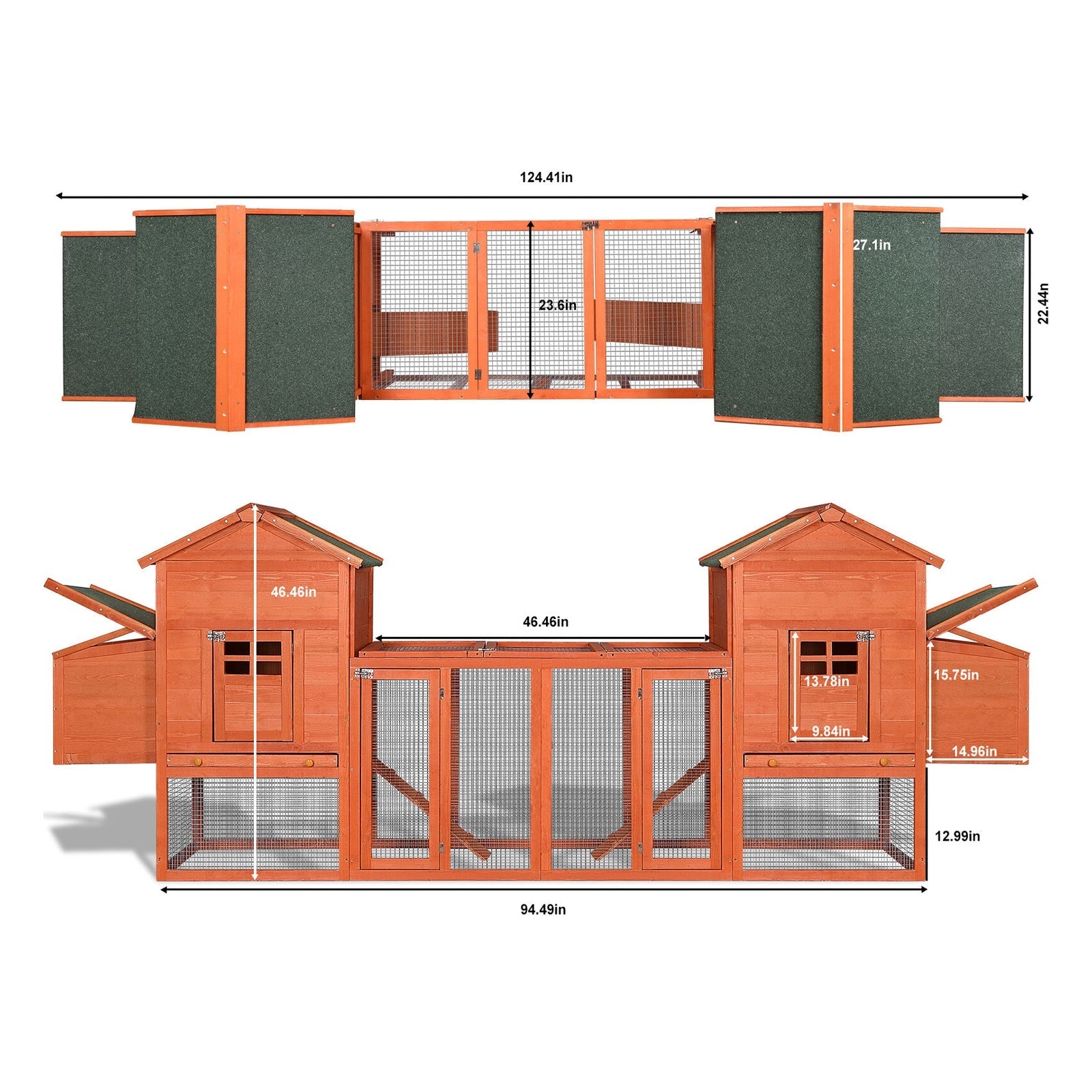 Extra Large Wooden Outdoor Chicken Coop Cage W/ Nesting Box
