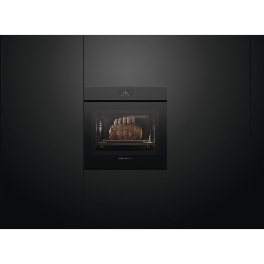 Fisher & Paykel 24" Series 9 Minimal Handleless Self-Cleaning Oven, Black Glass – OB24SMPTNB1