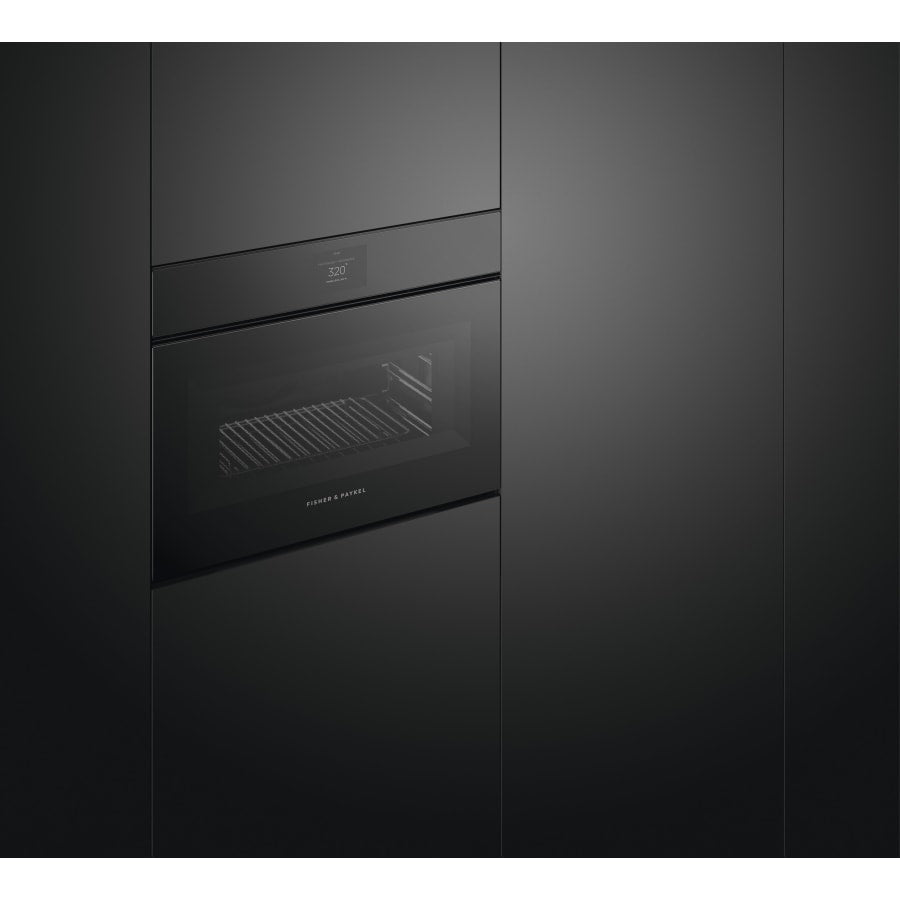 Fisher & Paykel 24" Series 9 Minimal Handleless Compact Convection Speed Oven, Black Glass – OM24NMTNB1