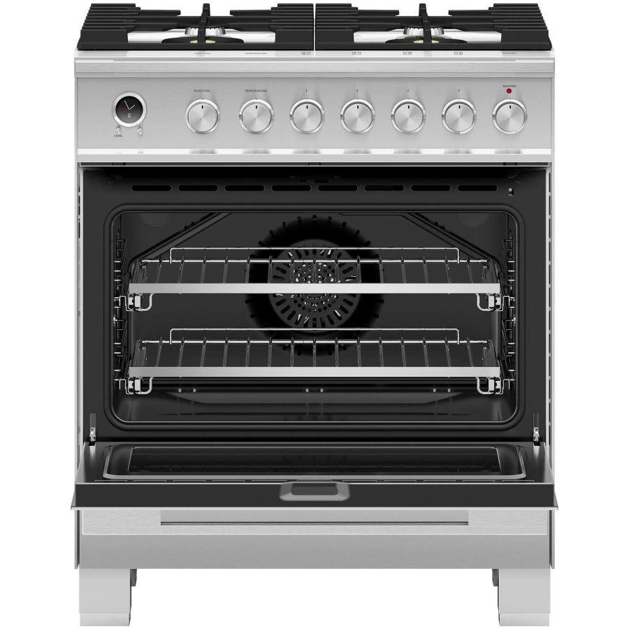 Fisher & Paykel 30" Series 9 Contemporary Dual Fuel Range, 4 Burner – OR30SDG6X1
