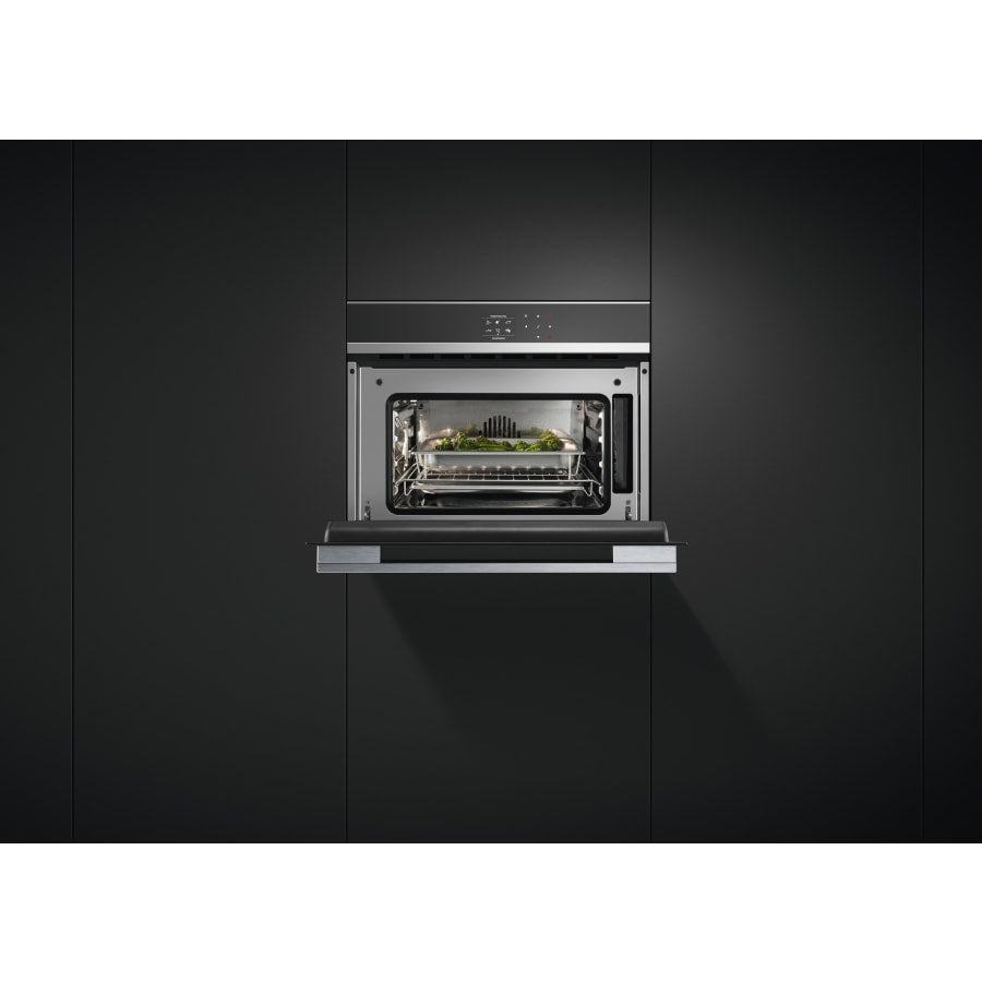 Fisher & Paykel 24" Series 9 Contemporary Compact Combi-Steam Oven, Black Glass and Stainless Steel – OS24NDB1