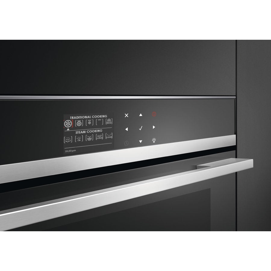 Fisher & Paykel 24" Series 9 Contemporary Compact Combi-Steam Oven, Black Glass and Stainless Steel – OS24NDB1