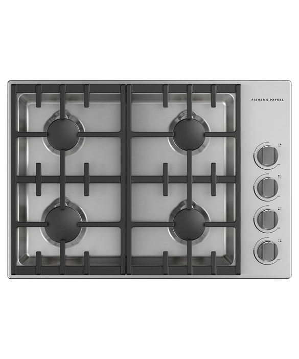 Fisher & Paykel 30" Series 7, 4‑Burner Gas Cooktop, Natural Gas, Professional Stainless Steel – CDV3‑304‑N